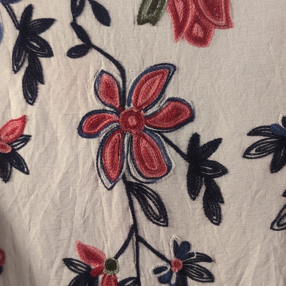 Ana Rosa| Boho Floral Embroidered Blouse White - Size 2XL - Picture 4 of 10